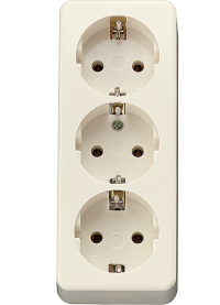 Штепсельная розетка SCHUKO 16А / 250В, тройная накладного монтажа, с монтажной платой;  слоновая кость; AP600, 10S23L