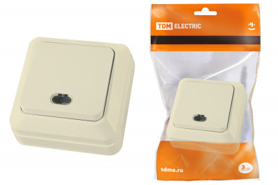 Выключатель 1-кл. открытой установки с подсветкой IP20 10А, сл. кость "Ладога" TDM Electric, SQ1801-0010