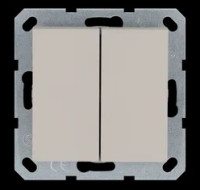 Выключатель двухклавишный 10A 250V~ с накладкой, цвет Тауп, G3023T, Jasmart Electric