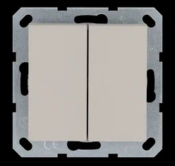 Выключатель двухклавишный 10A 250V~ с накладкой, цвет Тауп, G3023T, Jasmart Electric