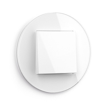 Gira Выключатель 1-клавишный, глянцевый белый - белое стекло, серия Studio