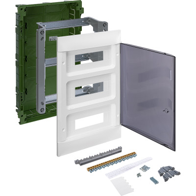 135573 Пластиковый щиток Legrand Practibox S, для встраиваемого монтажа (в полые стены), цвет двери "Дымчатый", 3X12