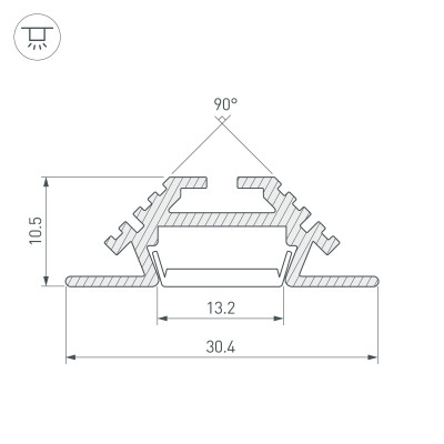 Профиль PHS-V-2000 ANOD (Arlight, Алюминий), 013212