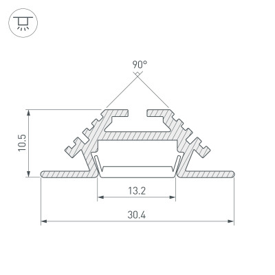 Профиль PHS-V-2000 ANOD (Arlight, Алюминий), 013212