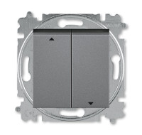 3559H-A89445 69W - Выключатель жалюзи двухклавишный ABB Levit с фиксацией клавиш сталь / дымчатый чёрный - 2CHH598945A6069