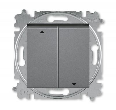 3559H-A89445 69W - Выключатель жалюзи двухклавишный ABB Levit с фиксацией клавиш сталь / дымчатый чёрный - 2CHH598945A6069