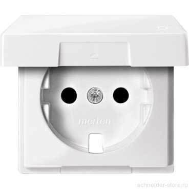 SM Накладка со шторк. и крышк. для розетки 2К+З 16А 250В~, полярно-бел.