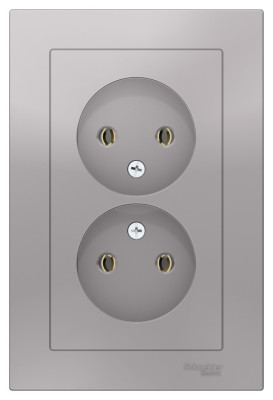 ATN000320 - ATLASDESIGN РОЗЕТКА двойная без заземления, 16А, в сборе, АЛЮМИНИЙ, Systeme Electric