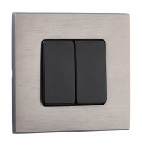 Fede Выключатель 2-клавишный, цвет Черный - BRUSHED Graphite, серия Soho Fede Выключатель 2-клавишный, цвет Черный - BRUSHED Graphite, серия Soho