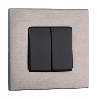 Fede Выключатель 2-клавишный, цвет Черный -  BRUSHED Graphite, серия Soho