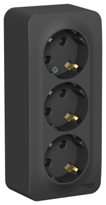 BLANCA О/У РОЗЕТКА 3-я с заземлением без шторок,  изолирующая пластина,16А, 250В, АНТРАЦИТ