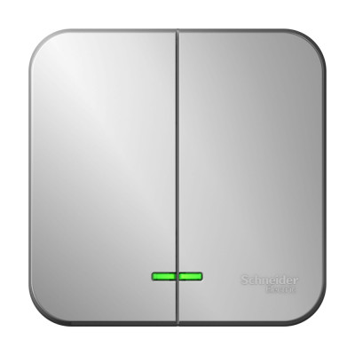 BLANCA О/У 2-клавишный ВЫКЛЮЧАТЕЛЬ (cх.5) с подсв.ИЗОЛ.ПЛ,10А,250B,АЛЮМИНИЙ