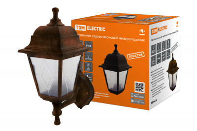 Светильник садово-парковый НБУ 04-60-001 четырехгр., настенный, пластик, расс.пластик, медь TDM Electric, SQ0330-0784