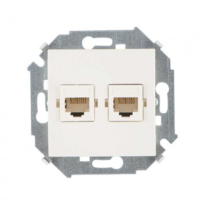 Simon Simon15 Розетка компьют. 2хRJ45 кат.5е, сл. кость, 1591593-031