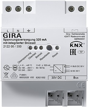 212200 Gira Источник питания KNX 320 мА с интегрированным дросселем