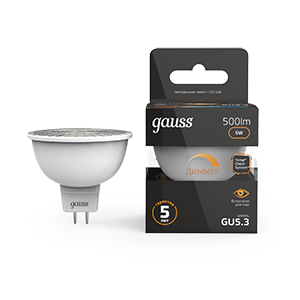 Gauss Лампа MR16 5W 500lm 3000K GU5.3 диммируемая LED, 101505105-D