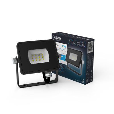 Прожектор Gauss Qplus 10W 1000lm 6500K 200-240V IP65 черный LED 1/20, 613511310