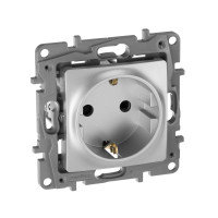 Legrand Розетка с заземлением - Legrand Etika - со шторками 16А 250В винтовые зажимы - алюминий, 672422