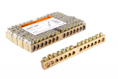 Шина "N" нулевая 8х12мм 14/1 (14групп/крепеж по центру) TDM Electric, SQ0801-0006