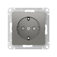 ATN000945S - ATLASDESIGN РОЗЕТКА с заземлением со шторками, 16А, механизм, быстрозажим. клем., СТАЛЬ, Systeme Electric