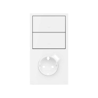 Simon 10020218-230 Кит 2 поста, фронт. Накладка вертикальная на 1 розетку Schuko с з/у USB SC + 2 клавиши выключателей цвета белый матовый S100
