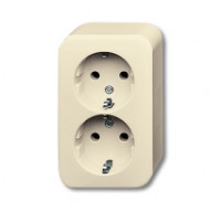 20-02 EAP-500 - Розетка SCHUKO 16А 250В, двойная, вертикальная, для открытого монтажа, Busch-Duro 2000 AP, слоновая кость - 2CKA002054A0354