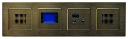 ABB FM цифровой стереоприемник с двумя колонками и блоком медиа-комбайна, цвет - античная латунь, серия Sky