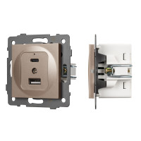 049841 - Механизм USB розетки SCT-MUAC-PL-GD-V (5V, 3A, QC4) (Arlight, -)