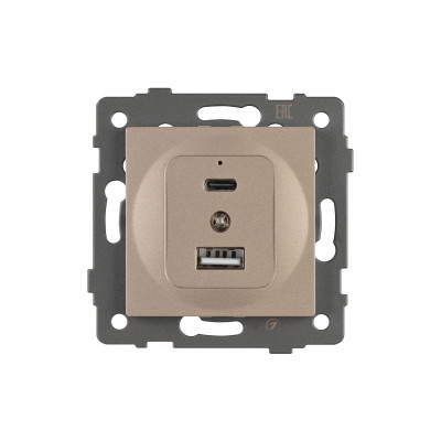 049841 - Механизм USB розетки SCT-MUAC-PL-GD-V (5V, 3A, QC4) (Arlight, -)