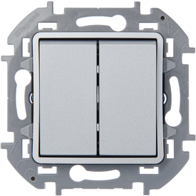 Legrand Переключатель двухклавишный - Legrand Inspiria - 10A 250В безвинтовые зажимы - алюминий, 673657