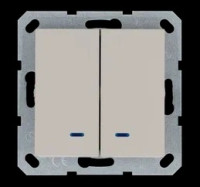 Выключатель двухклавишный со светодиодами 10A 250V~ с накладкой, цвет Тауп, G3023NT, Jasmart Electric