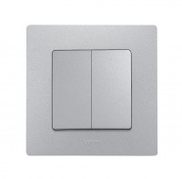 Legrand Выключатель 2-клавишный, цвет - алюминий, серия Etika