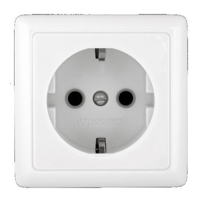 ХИТ О/У РОЗЕТКА с заземлением без шторок ИЗОЛ.ПЛ 16А, 250В, БЕЛЫЙ. Россия