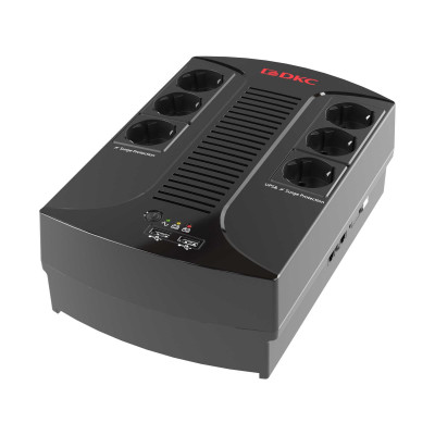 Линейно-интерактивный ИБП ДКС серии Info PDU, 600 ВА/360 Вт, 1/1, 6xSchuko,  USB для зарядки (2), USB + RJ11, 1x7Aч, INFOPDU600