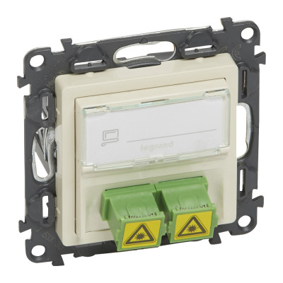 Legrand Valena LIFE.Оптическая розетка для подключения оптоволоконных кабелей SC/APC.С лицевой панелью.Слоновая кость, 753230