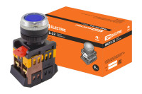 Кнопка ABLFS-22 синий d22мм неон/230В 1з+1р TDM Electric, SQ0704-0011