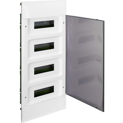 135574 Пластиковый щиток Legrand Practibox S, для встраиваемого монтажа (в полые стены), цвет двери "Дымчатый", 4X12