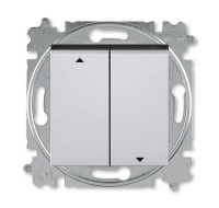 3559H-A89445 70W - Выключатель жалюзи двухклавишный ABB Levit с фиксацией клавиш серебро / дымчатый чёрный - 2CHH598945A6070