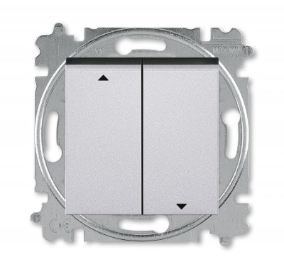 3559H-A89445 70W - Выключатель жалюзи двухклавишный ABB Levit с фиксацией клавиш серебро / дымчатый чёрный - 2CHH598945A6070