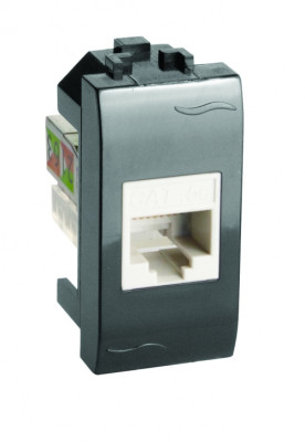 ДКС Компьютерная розетка RJ45 кат.6, 8P8C, Brava, черная, 1мод, 77458N