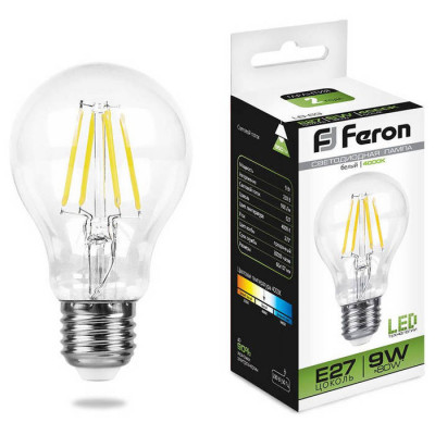 Лампа светодиодная, (9W) 230V E27 4000K, LB-63, Feron 25632