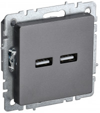 BRITE Роз. USB A+A 3,1А РЮ10-1-БрС сталь IEK, BR-U21-D31-K46