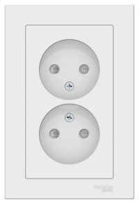 ATN000122 - ATLASDESIGN РОЗЕТКА двойная без заземления со шторками, 16А, в сборе, БЕЛЫЙ, Systeme Electric