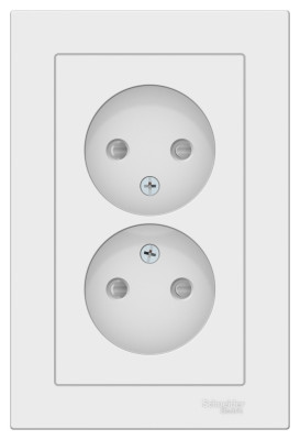 ATN000122 - ATLASDESIGN РОЗЕТКА двойная без заземления со шторками, 16А, в сборе, БЕЛЫЙ, Systeme Electric