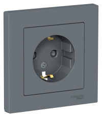 ATN000744 - ATLASDESIGN РОЗЕТКА с заземлением со шторками, 16А, в сборе, ГРИФЕЛЬ, Systeme Electric