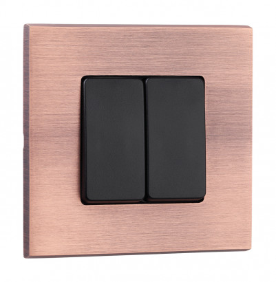 Fede Выключатель 2-клавишный, цвет черный - Brushed Copper, серия Soho