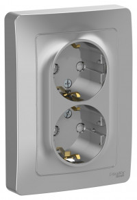 BLANCA С/У РОЗЕТКА двойная с заземлением со шторк., 16А, 250В, АЛЮМИНИЙ BLANCA С/У РОЗЕТКА двойная с заземлением со шторк., 16А, 250В, АЛЮМИНИЙ