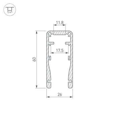 Профиль ALU-HANDRAIL-2000 FOR GLASS 17.5 (Arlight, Алюминий), 015477