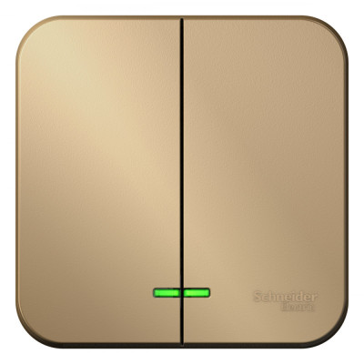 BLANCA О/У 2-клавишный ВЫКЛЮЧАТЕЛЬ (cх.5) с подсв.ИЗОЛ.ПЛ,10А,250B, ТИТАН