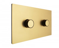 Fontini Блок на 2 поста, светорегуляторы, цвет матовое золото, отделка рукоятки - Черный никель,  Fontini, серия Font barcelona 5.1